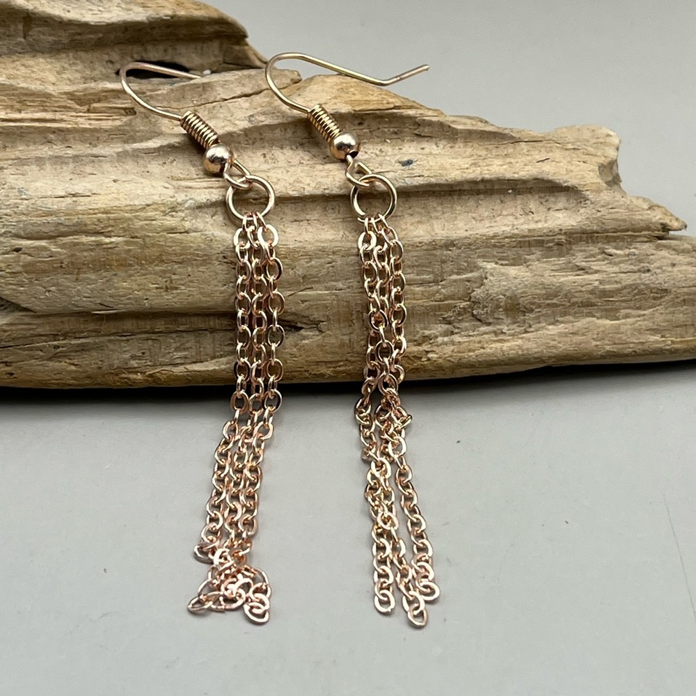Elegant Rose Gold Tone Dangle Earrings